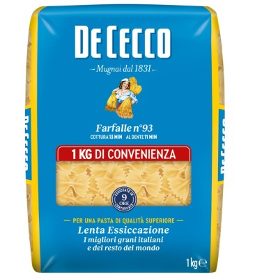 DE CECCO semolinové cestoviny Farfalle N93, 1 kg