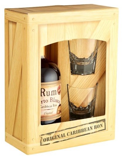 Rum Puerto Blanco Caribbean Ron 37,5% + 2 poháre 0,5
