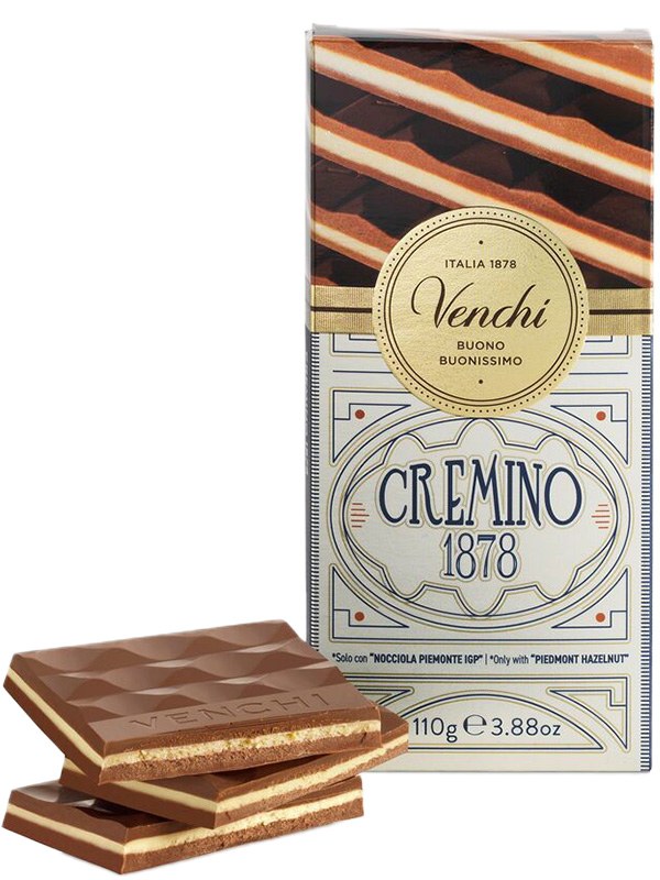 Cremino 1878 Mliečna čokoláda s lieskovými orieškami a biela čokoláda s mandľami 110g