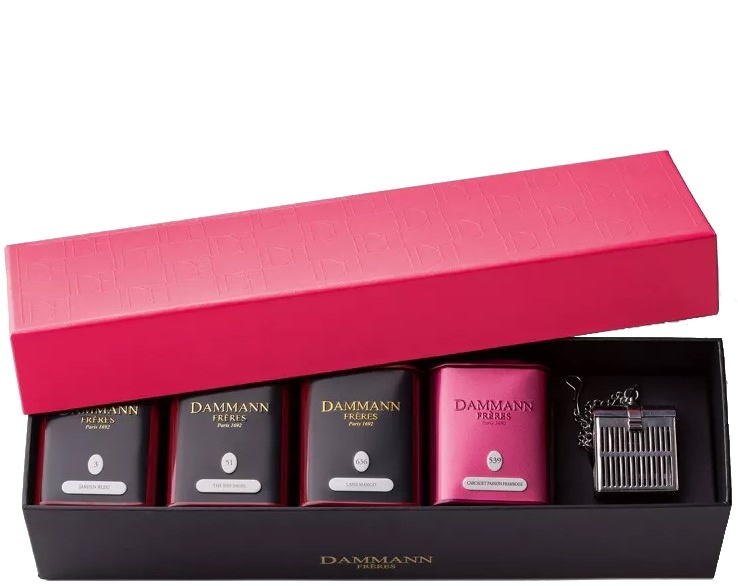 Dammann Fréres Coffret Jardin Botanique 120g., 2 čierne čaje, 1 zmes čierneho a zeleného čaju, 1 bylinno-ovocný čaj, lúhovacie sitko, v DB, 6596, DB, čaj, sypaný, darčekové balenie