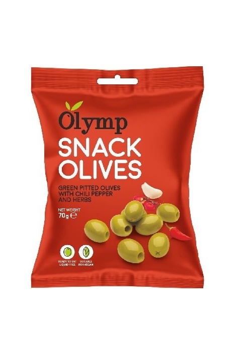 Olivový snack - zelené olivy chilli – bylinky 70g
