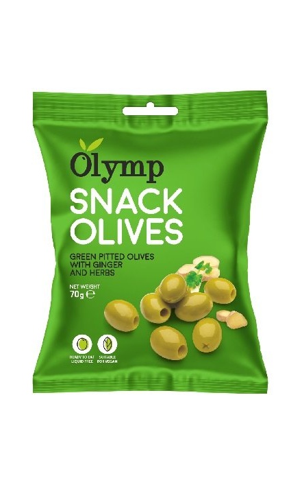 Olivový snack - zelené olivy zázvor – bylinky 70g