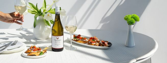 Vegetariánske jedlo a víno Villa Maria