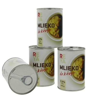 Reya Mlieko do kávy 410gr., zahustené nesladené mlieko 0,41L, ko