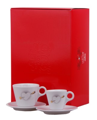 Lavazza GIFT BOX AMORE (2ks espresso šálka s tanierikom,2 ks cappuccino šálka s tanierikom,4 ks lyžička)