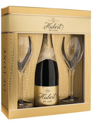 Hubert De Luxe, Doux + 2 poháre 0,75L, skt, bl, sl, DB