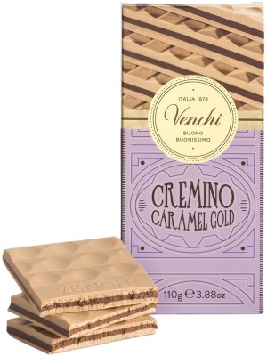 VENCHI Cremino Caramel Gold Horká čokoláda s bielou čokoládou karamelom a mandľami 100g,cok