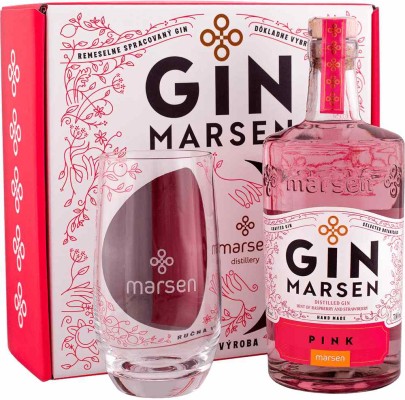 Marsen Gin Pink 38% + pohár 0,7L, gin