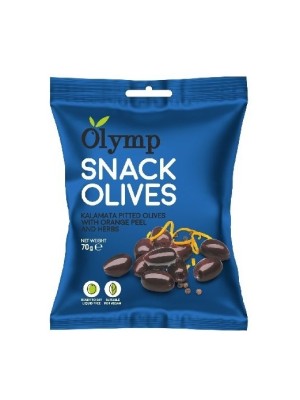 OLYMP Olivový snack - Kalamata tmavé olivy pomarančová kôra-bylinky 70g,ochr