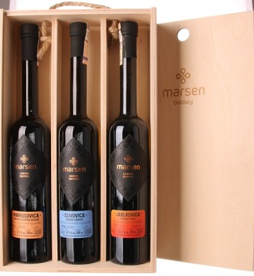 Marsen 3x0,5L Marhuľovica, Slivovica Stanley, Jablkovica 42,3%,Darčekový set 42,3% 1,5L, ovdest, DB