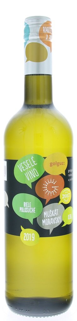 Golguz Veselé víno Muškát Moravský 0,75L, r2019, ak, bl, plsu, sc