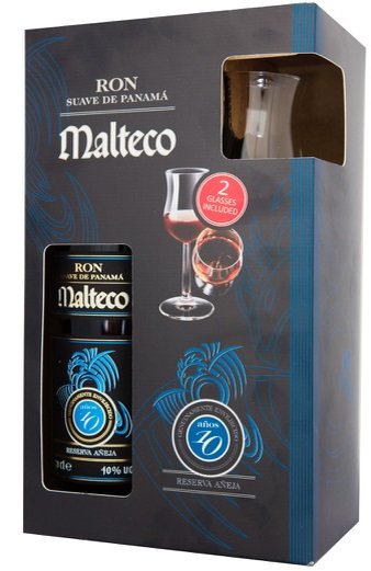 Malteco Reserva Aňejo Suave 10YO  40 %, s 2 pohármi 0,7L, rum, DB