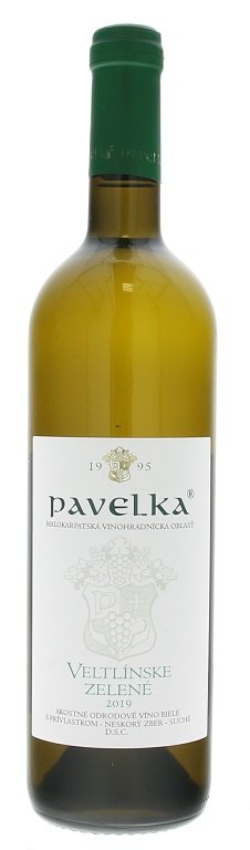 Pavelka Veltlínske zelené 0,75L, r2019, nz, bl, su