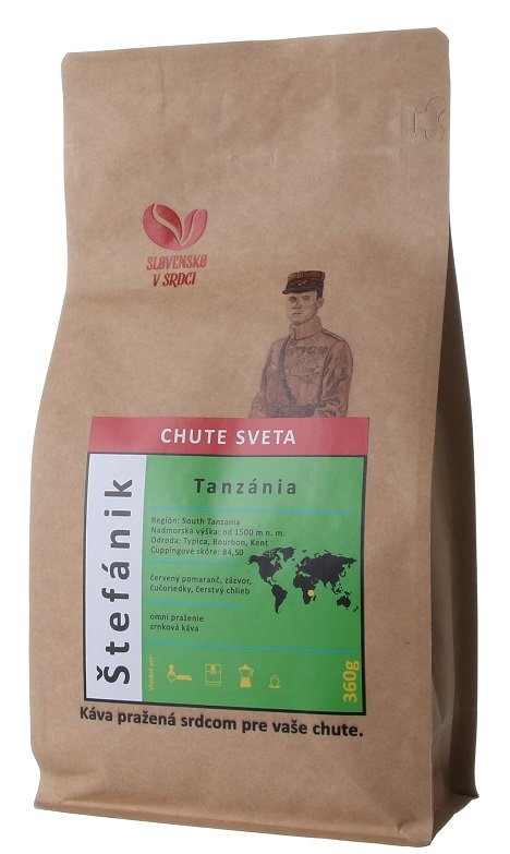 Slovensko v srdci káva Štefánik - Tanzánia 100% arabika 360 g,zrn