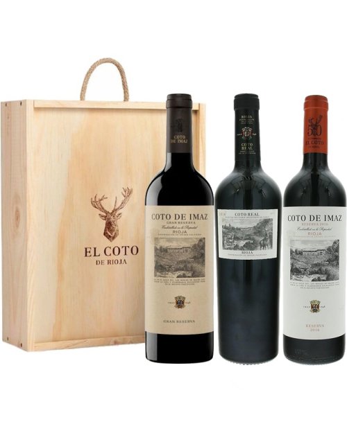 Balíček El Coto, 3 vína + drevená darčeková krabica