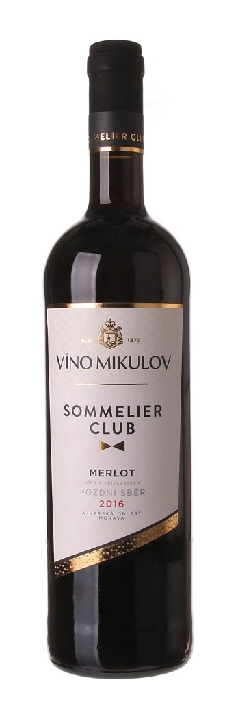 Víno Mikulov Sommelier Club Merlot 0,75L, r2016, nz, cr, su