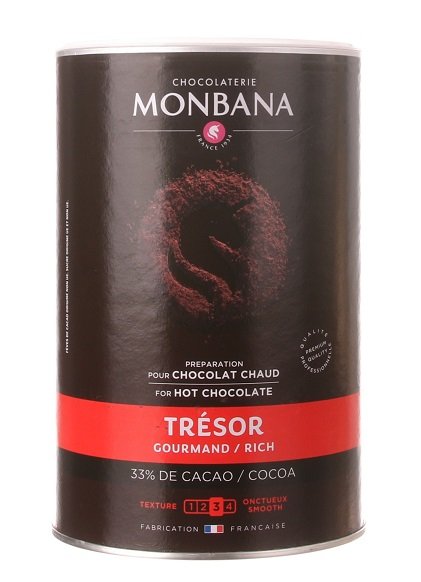 Monbana Tresor de Chocolate 33% Cacao, horúca čokoláda v prášku, 1 kg,tuba