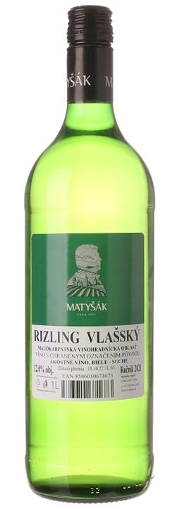 Matyšák Rizling vlašský 1L, r2021, ak, bl, su, sc