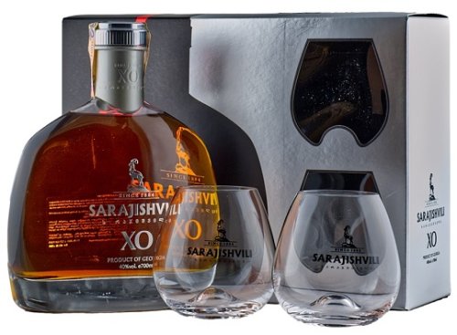 Sarajishvili XO 40% + 2 poháre 0,7L, brandy, DB