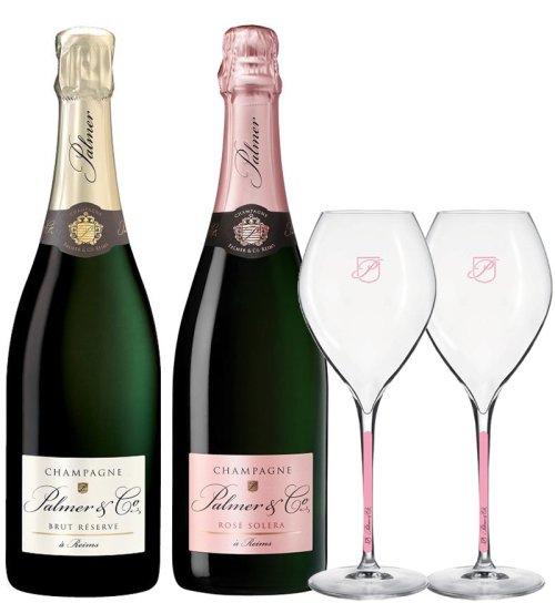 Set 2x Champagne Palmer + 2 poháre s ružovou stopkou grátis