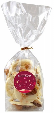 Monbana Dukátiky z bielej čokolády s karamelizovanými orechmi 120g,bielcok