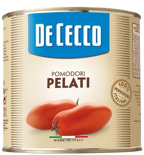 DE CECCO Pomodori pelati Paradajky lúpané, celé, pasterizované, 2,5 kg,ko