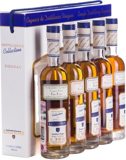 Louis Royer Distilleries Collection 40%, 5x0,2L,zmes vzoriek z apelácie Cognac 1L, cognac, DB