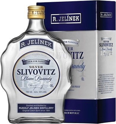 R.Jelínek Kosher Slivovica Silver 50%, - budílk DB 0,7L, destin, DB