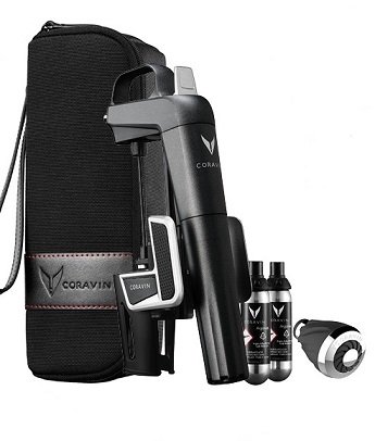 Coravin Model Two PLUS AERATOR PACK s dvoma argónovými kapsulami + púzdro, nastroj na čistenie