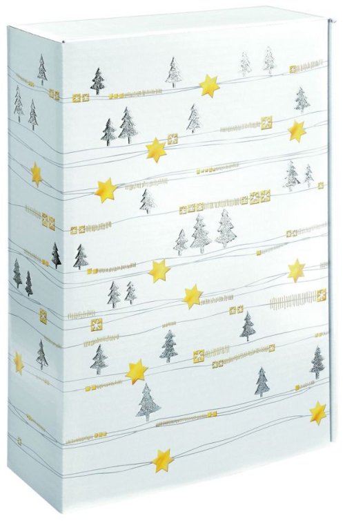 Darčeková krabica White Christmas na 3 fľaše 360x250x95 mm