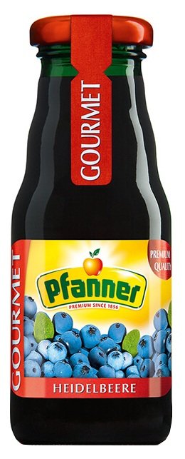 Pfanner Čučoriedkovo- Jablkový- Bazový ovocný nápoj 200ml. sklo 0,2L, sklo