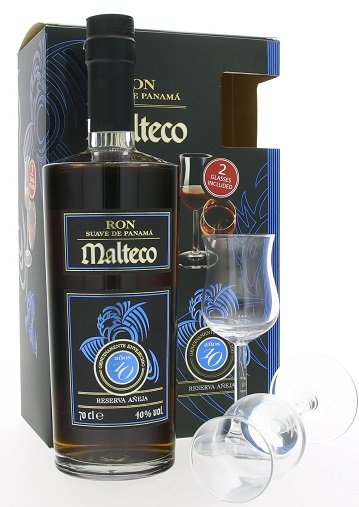 Malteco Reserva Aňejo Suave 10YO  40 %, s 2 pohármi 0,7L, rum, DB