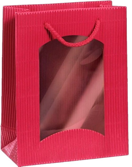 Darčeková taška červená Mini s okienkom na 1 fľašu 170 x 85 x 220 mm